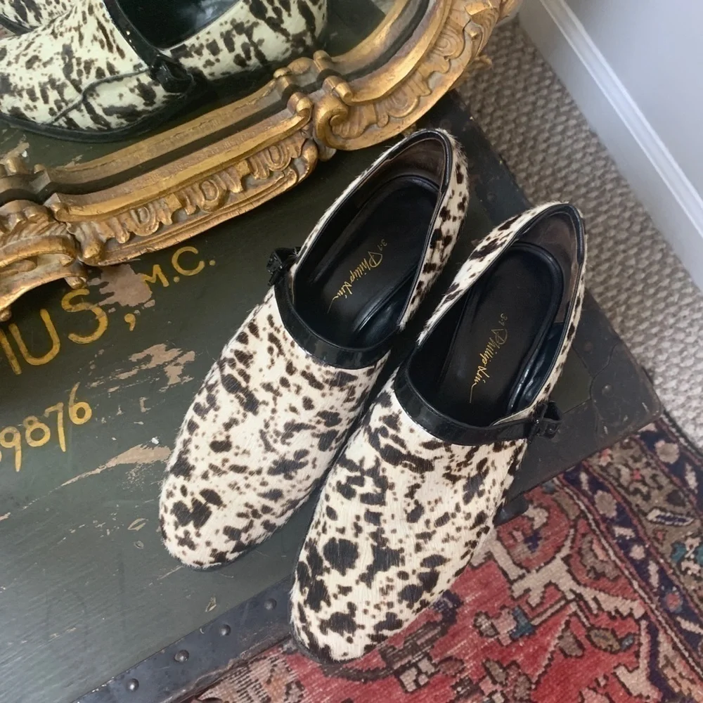 3.1 Phillip Lim Spotted Calf Hair Clog Loafers